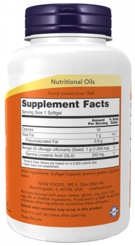 NOW Borage Oil 1000 mg, 120 капсул