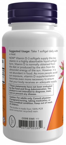 NOW Vitamin D-3 1000 IU, 360 капсул